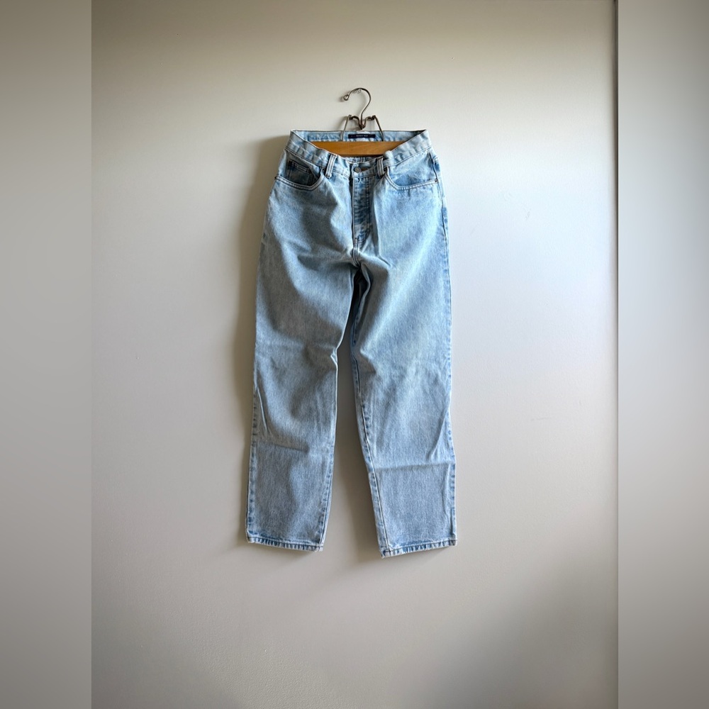 Vintage Bill Blass Light Blue Stone Washed Tapered High Rise Jeans